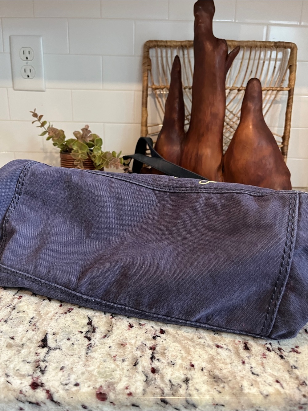 Y2K Juicy Couture Navy Canvas Tote with Terrycloth Lining - Picture 6 of 11